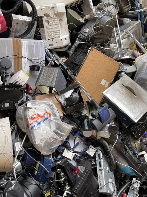 Mixed electronic waste awaiting sorting