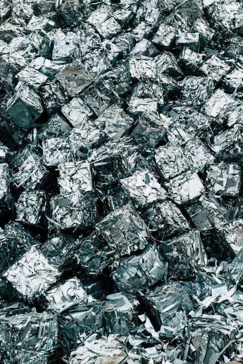 Compressed recycled metal ready for the smelter