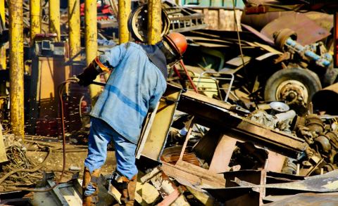 Processing scrap material in the yard